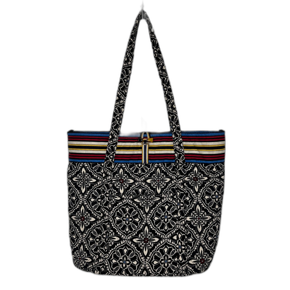 Vera Bradley Villager Tote Bag Barcelona Pattern Quilted Shoulder Bag 14x17x6